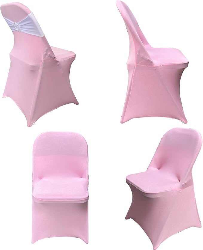 HAINARverS Folding Chair Covers for Wedding, 10pcs Pink | Stretch Spandex Washable Fabric Chair cover, Decoration Chair Cover for Wedding, Party, Banquet, Birthday, Conference, Event - Image 5