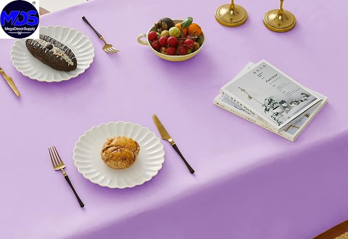 MDS Pack of 5 Rectangle Tablecloth 70 x 90 Inch Polyester Wrinkle Resistant Washable Polyester Table Cloth for Kitchen Dining Buffet Parties, Picnic, Events, Weddings and Restaurants - Lavender - Image 2