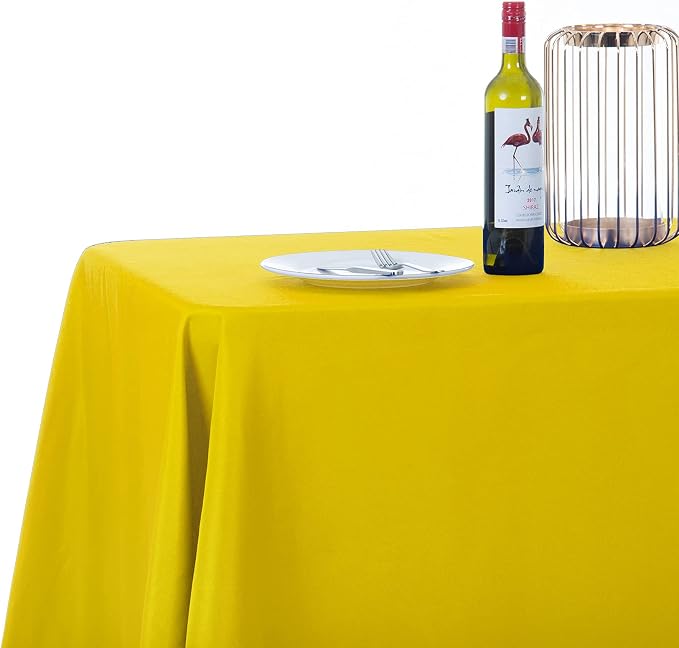 Ascoza 2pack 90x156 Inch Yellow Rectangular Tablecloth 8 Feet Table Cloth in Polyester Fabric for Wedding/Banquet/Restaurant/Parties - Image 7