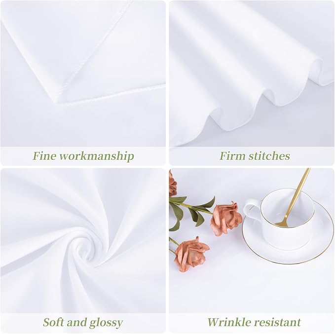 12 Packs 120 Inch White Round Polyester Tablecloths | Table Cover for Round Tables, Stain and Wrinkle Resistant Washable Table Cloth, Perfect for Wedding Banquet Parties - Image 3