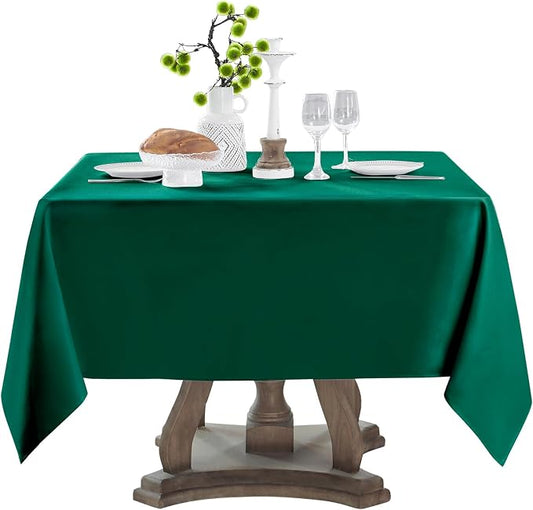 1 Pack Dark Green Square Tablecloths 52x52 Inch for Dining Tables | Washable Decorative Linen Polyester Table Cover for Banquets Buffets Parties and Weddings by AOCOZHomeLifeMuseum