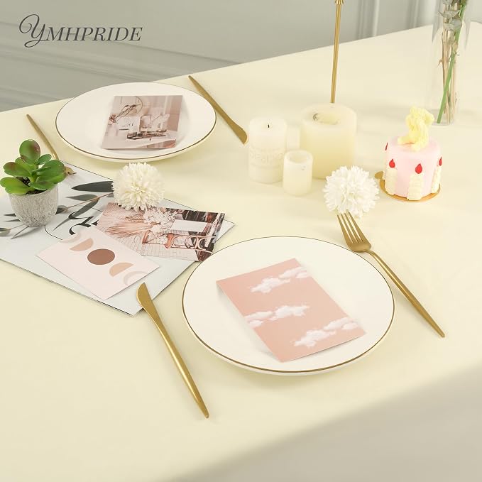 6 Pack Tablecloth 60 x 102 inch Polyester Table Cloth for 6 Foot Rectangle Tables,Stain and Wrinkle Resistant Washable Fabric Table Covers Polyester Beige Table Clothes for Wedding,Party,Banquet - Image 4