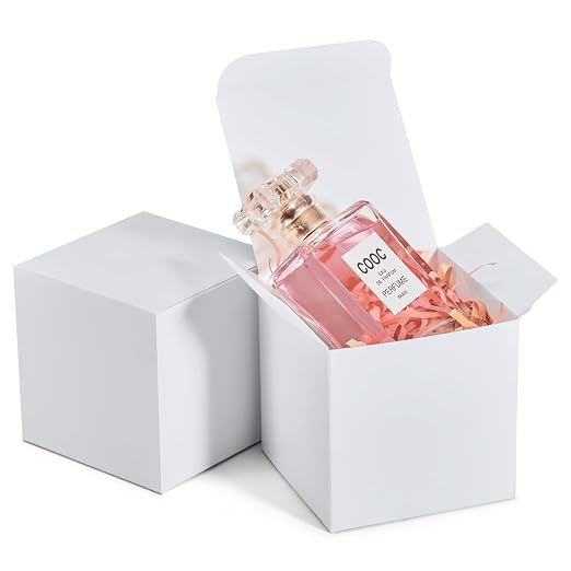 MESHA White Gift Box 3x3x3" Sturdy Gift Boxes with Lids 50PC | Bridesmaid Proposal Gifts Box for Bridal, Cookies, Groomsmen Proposal Box, Party Favor, Wedding Favor by MESHA