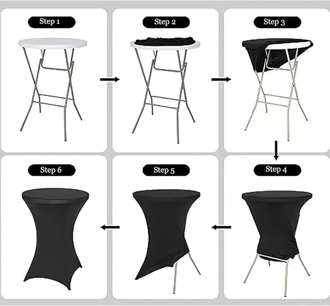 Spandex Cocktail Table Covers Orange, 2 Pack 24x43 inch Fitted Tablecloths Round Highboy Stretch Table Cloths for Party, Bar, Wedding, Birthday, Banquet PTC22E - Image 6