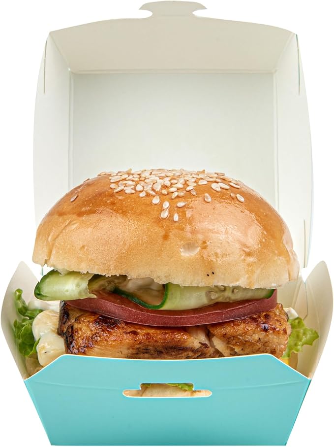 Restaurantware Turquoise Paper Mini Burger Box, 2.8 x 2 In, 100 Pack - Image 11
