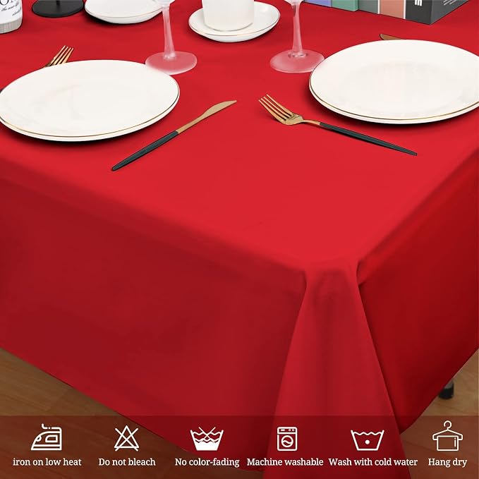 6 Pack Red Tablecloths for 8ft Tables-60 x 126 Inch | Polyester Table Cover, Stain and Wrinkle Resistant Washable Fabric Table Cloth, Perfect for Wedding Banquet Parties - Image 7