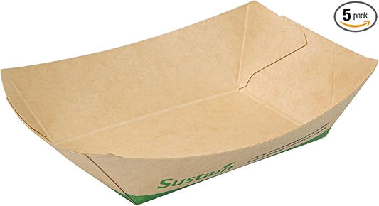 Restaurantware Paper Boats 50 Pack of 4 oz Greaseproof Disposable Bamboo Food Boats Sustainable Serving Trays Leak-Resistant Kraft Paper Brown For Appetizer And Portion Serving by Restaurantware