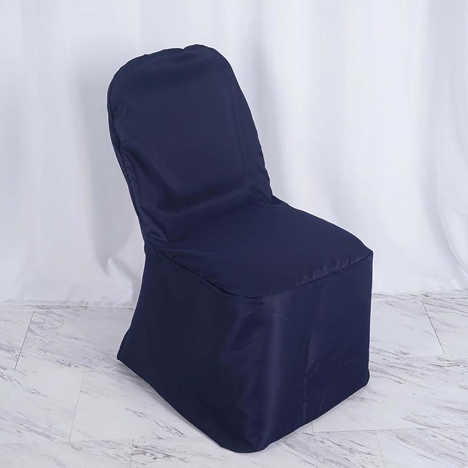Efavormart 20PCS Round Top Navy Blue Polyester Banquet Chair Covers Linen Dinning Chair slipcover for Wedding Party Event Catering - Image 7