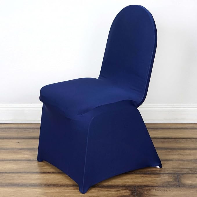 Efavormart 1 Set Spandex Stretch Navy Blue Chair Covers Universal Banquet Chair Covers for Party Dining with Foot Pockets Washable Wedding Chair Slip Covers for Outdoor - Image 2