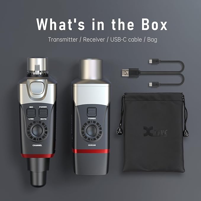 Xvive U35 Wireless Microphone System 5.8GHz Wireless XLR Transmitter and Receiver for Dynamic Microphone, Audio Mixer, PA System, Channel Scan Mode