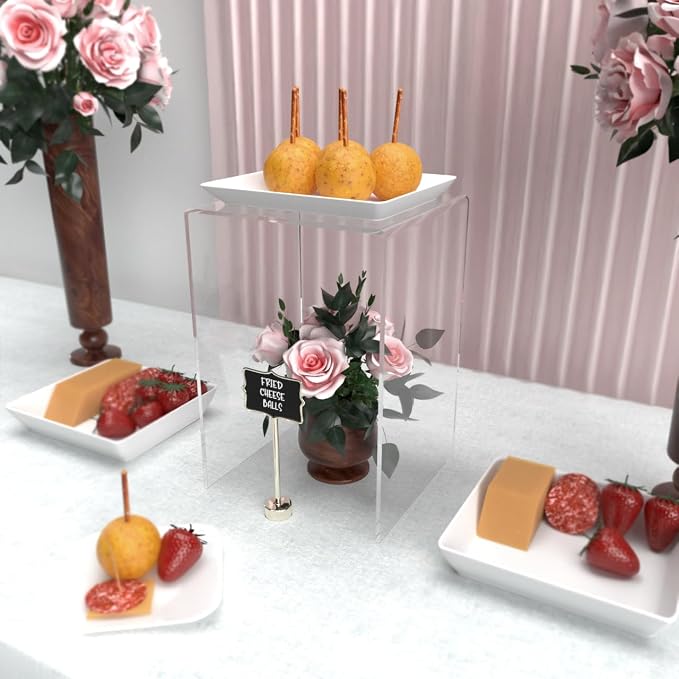 Marketing Holders 6 Pack Retail Clear Acrylic Riser Display Stand 8" x 8" x 12" One Piece Tall Reusable Platform for Counter or Tabletops Buffet Food Risers - Image 7