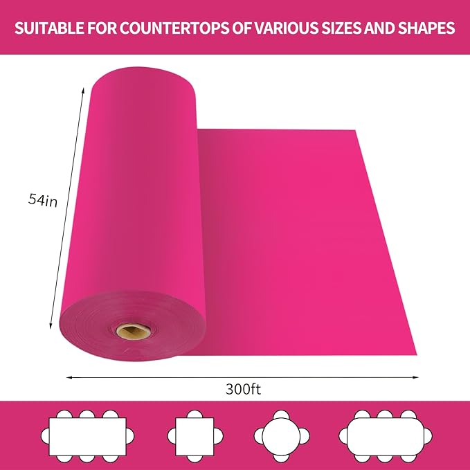CXPSINC 54 Inch X 300 Feet Plastic Table Cover Roll Disposable Tablecloth with Slide Cutter for All Type/Shape Tables | Party, Banquet, Birthdays, Weddings(Fuchsia, 300 Feet) - Image 2