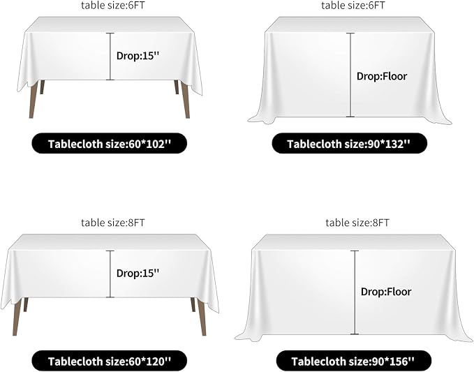 Ascoza 2pack 90x132 Inch Emerald Rectangular Tablecloth 8 Feet Table Cloth in Polyester Fabric for Wedding/Banquet/Restaurant/Parties - Image 5