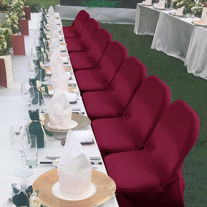 Babenest Stretch Spandex Folding Chair Covers for Wedding, 30PCS Burgundy | Upgraded Universal Washable, Fitted Chair Slipcovers Protector for Holidays, Banquet, Party, Easter Celebration - Image 2