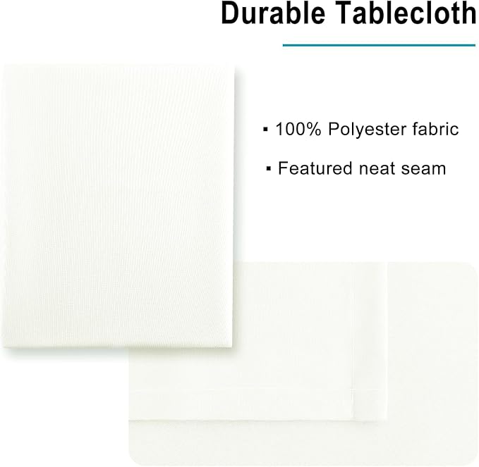 Hiasan Rectangle Tablecloth, 90 x 156 Inch, Ivory, 1 Pack | Wrinkle Resistant, Waterproof, Washable Fabric Table Cloth for Wedding/Banquet/Gathering/Dining Room - Image 4