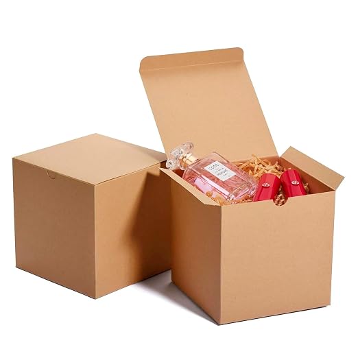 MESHA 6x6x6 Inch Gift Boxes 50PC Brown Kraft Gift Boxes with Lids Bulk | for Christmas, Cupcake, Bridesmaid & Groomsmen Proposal, Birthday, Party Favor, Wedding Favor by MESHA