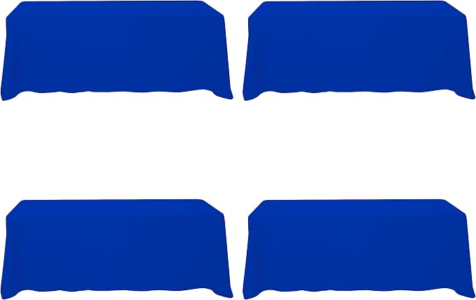 BRILLMAX 4 Pack Royal Blue Tablecloths 90x156 Inch for 8ft Rectangle Tables | 150 GSM Polyester Fabric, Floor Length Drop, Water, Stain & Wrinkle Resistant Cloth Cover for Wedding Reception Banquet Party by BRILLMAX