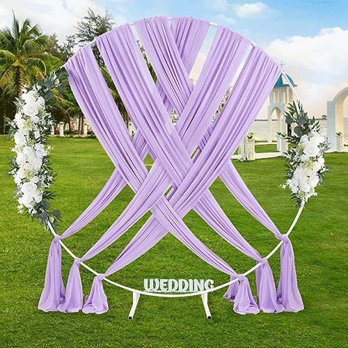 Light Purple Arch Drapes Chiffon Wedding Backdrop Fabric 6 Panels 6 Yards for Baby Shower Birthday Party Decorations - Image 2