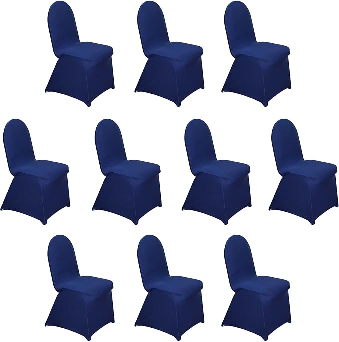 Efavormart 10 PCS Spandex Stretch Navy Blue Chair Covers Universal Banquet Chair Covers for Party Dining with Foot Pockets Washable Wedding Chair Slip Covers for Outdoor - Image 2