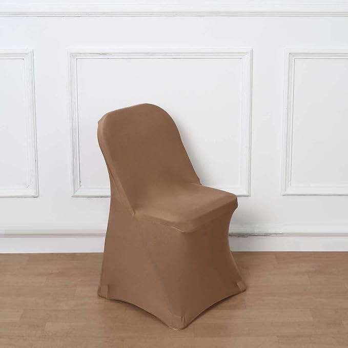 Tableclothsfactory Stretchy Spandex Fitted Folding Chair Cover Dinning Event Slipcover for Wedding Party Banquet Catering - Taupe - Image 8