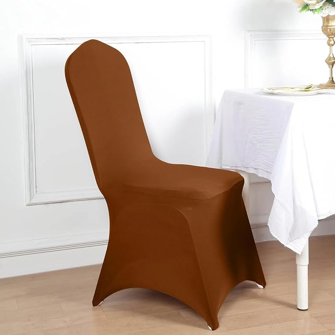Efavormart 10 PCS Spandex Stretch Brown Chair Covers Universal Banquet Chair Covers for Party Dining with Foot Pockets Washable Wedding Chair Slip Covers for Outdoor - Image 2