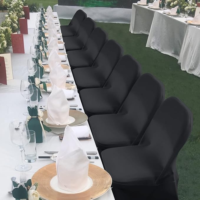 Babenest Stretch Spandex Folding Chair Covers for Wedding, 100PCS Black | Upgraded Universal Washable, Fitted Chair Slipcovers Protector for Holidays, Banquet, Party, Easter Celebration - Image 3