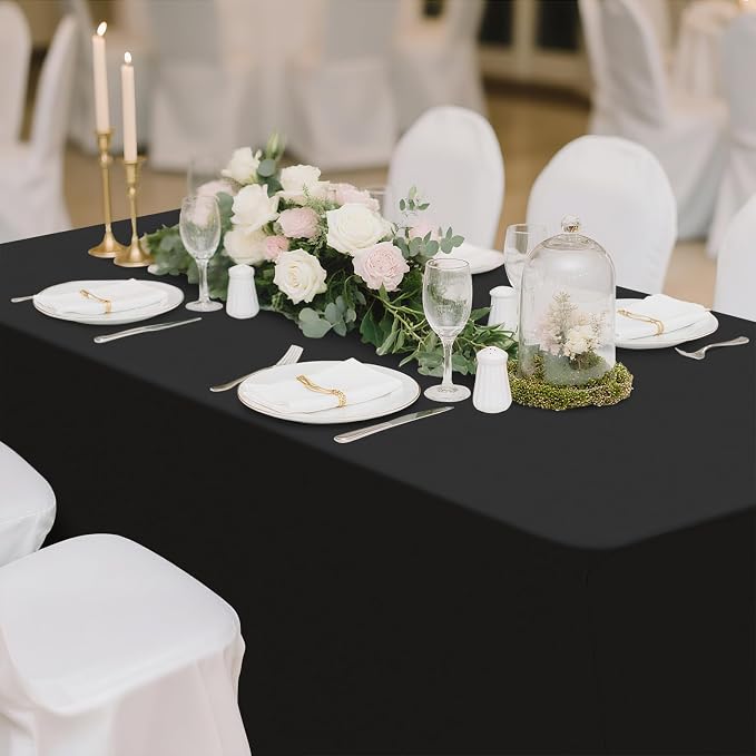 Smiry 10 Pack Spandex Table Cloth 8FT, Elastic Fitted Black Tablecloth - Image 9