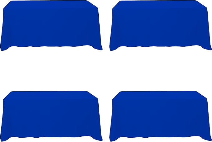 BRILLMAX 4 Pack Royal Blue Tablecloths 90x132 Inch for 6ft Rectangle Tables | 150 GSM Polyester Fabric, Floor Length Drop, Water, Stain & Wrinkle Resistant Cloth Cover for Wedding Reception Banquet Party by BRILLMAX
