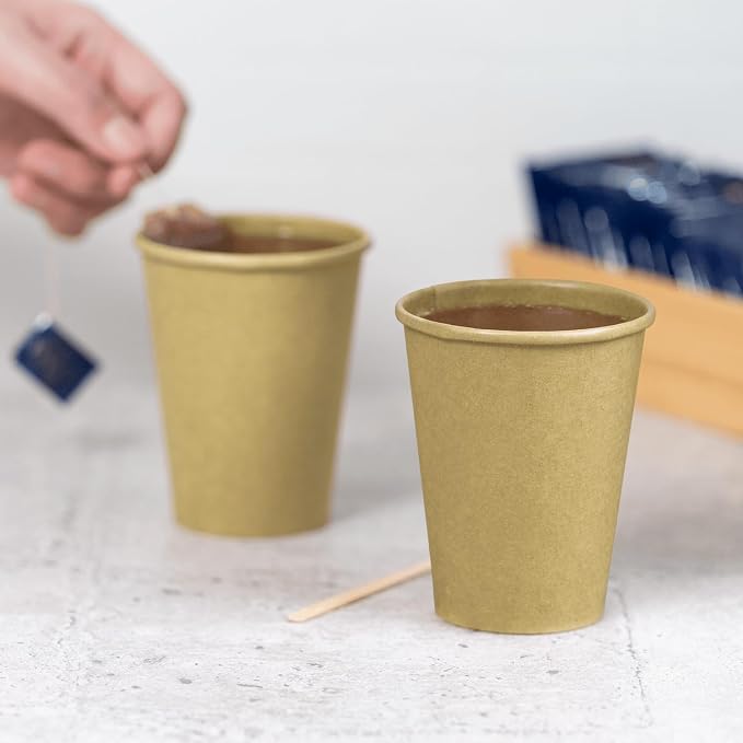 Karat 8 oz Coffee Cups, Kraft Disposable Paper Hot Cups, 80mm, 1000ct | C-K508K, Double Poly Lined, Leak-Resistant Design, Restaurants and Cafes, Tea Service, Hot/Cold Beverages - Image 6