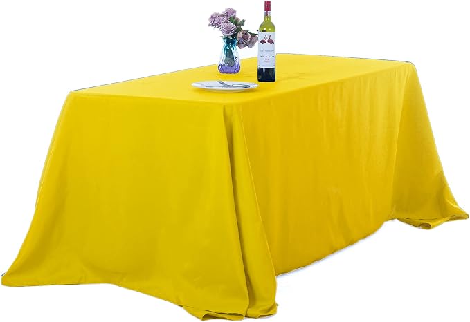 Ascoza 2pack 90x156 Inch Yellow Rectangular Tablecloth 8 Feet Table Cloth in Polyester Fabric for Wedding/Banquet/Restaurant/Parties by Ascoza