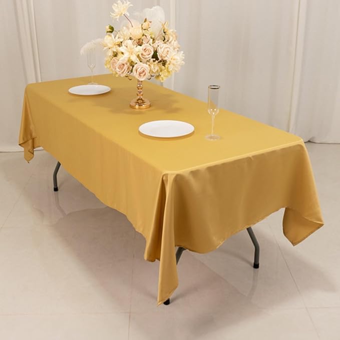 Efavormart Champagne Seamless Lamour Satin Rectangle Tablecloth - 60"x102"