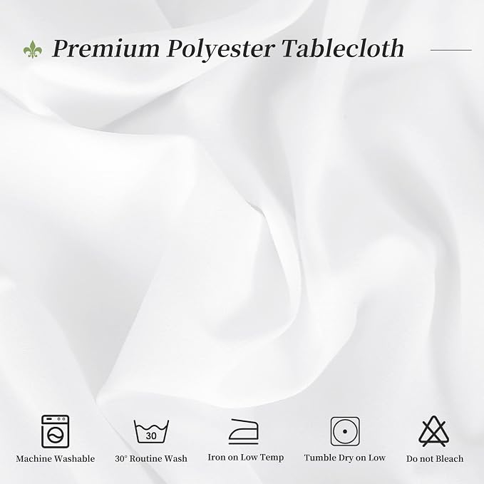 4 Packs 90 Inch White Round Polyester Tablecloths | Table Cover for Round Tables, Stain and Wrinkle Resistant Washable Table Cloth, Perfect for Wedding Banquet Parties - Image 3
