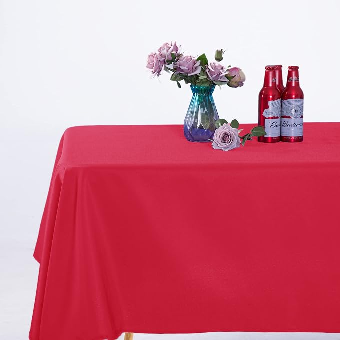 Ascoza 2pack 60x102 Inch Red Rectangular Tablecloth 6 Feet Table Cloth in Polyester Fabric for Wedding/Banquet/Restaurant/Parties - Image 7