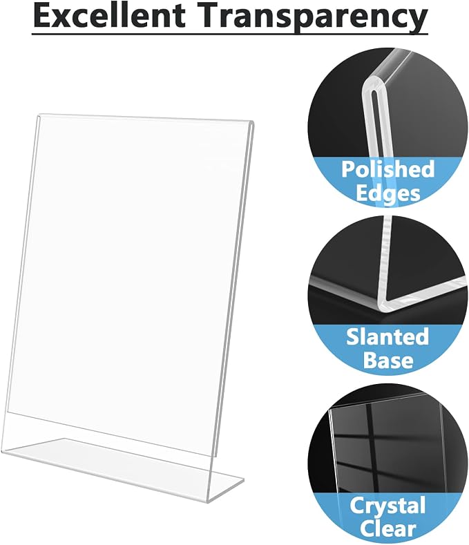 MaxGear Acrylic Sign Holder 4 x 6 Inches 12 Pack, Vertical L Shape | Small ClearTable Sign Display Stand, Acrylic Picture Photos Frame, Menu Flyer Holders for Office, Store, Home, Retail - Image 3
