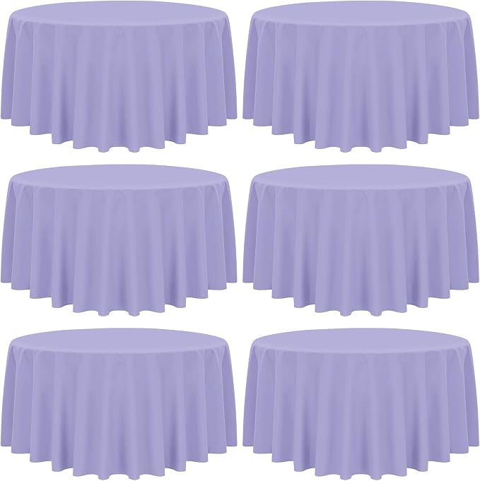 YMHPRIDE 6 Pack Round Tablecloth Lavender Table Cloths 90 Inch Polyester Round Tablecloth,Lavender Tablecloths Round 90 inch Washable Fabric Table Covers for Wedding,Party,Dining,Banquet by YMHPRIDE