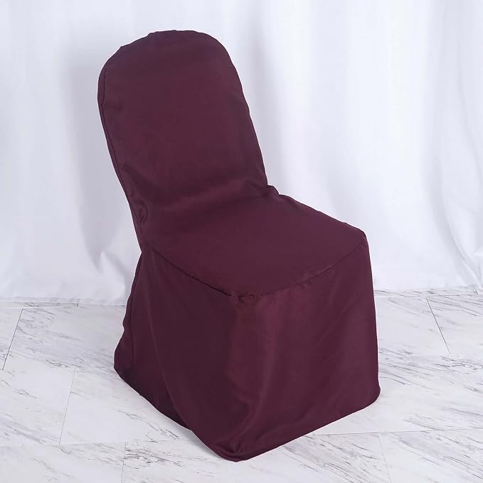 Efavormart 20PCS Round Top Burgundy Polyester Banquet Chair Covers Linen Dinning Chair slipcover for Wedding Party Event Catering - Image 7