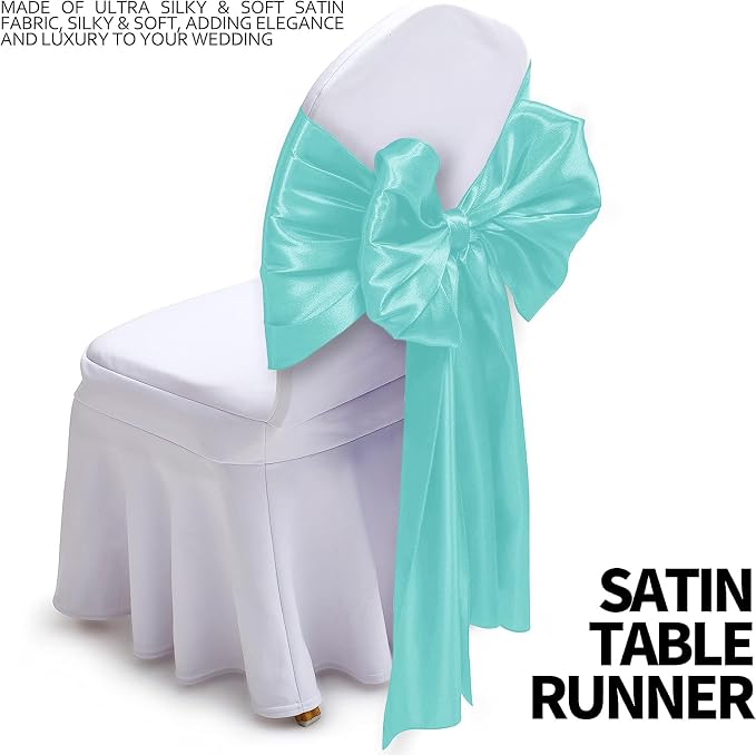 SI Pack of 15 Wedding 12 x 108 inch Satin Table Runner for Wedding, Decorations for Graduations, Engagements, Birthday Parties, Banquets, Runners fit Rectangle, Round Table - Aqua - Image 3