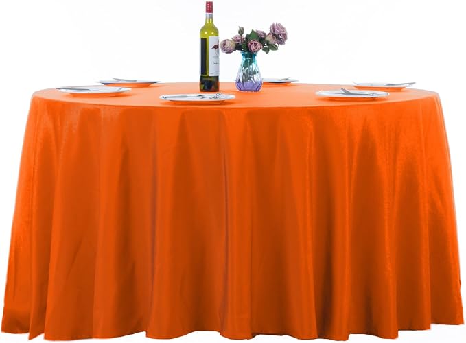 Ascoza 2pack 132 Inch Orange Round Tablecloth in Washable Polyester Fabric for Wedding/Banquet/Restaurant/Parties by Ascoza