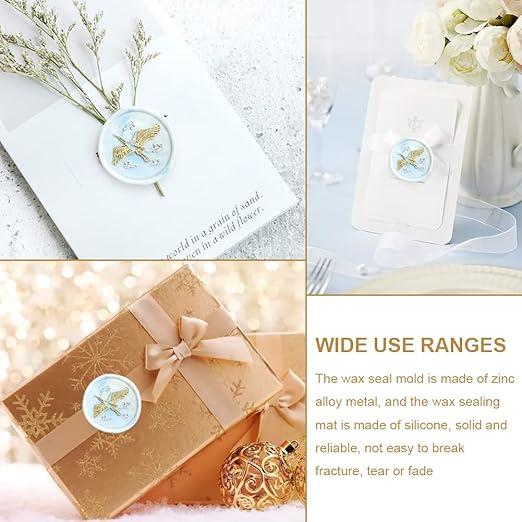 Wax Seal Stamp Kit - 3 Metal Molds & Silicone Mat | DIY Envelope Seals for Wedding Invitations, Gift Wrapping & Cards | Ideal for Crafting Enthusiasts