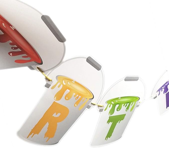 Art Happy Birthday Banner Art Painting Birthday Banner for Birthday Baby Shower Colorful Fiesta Party