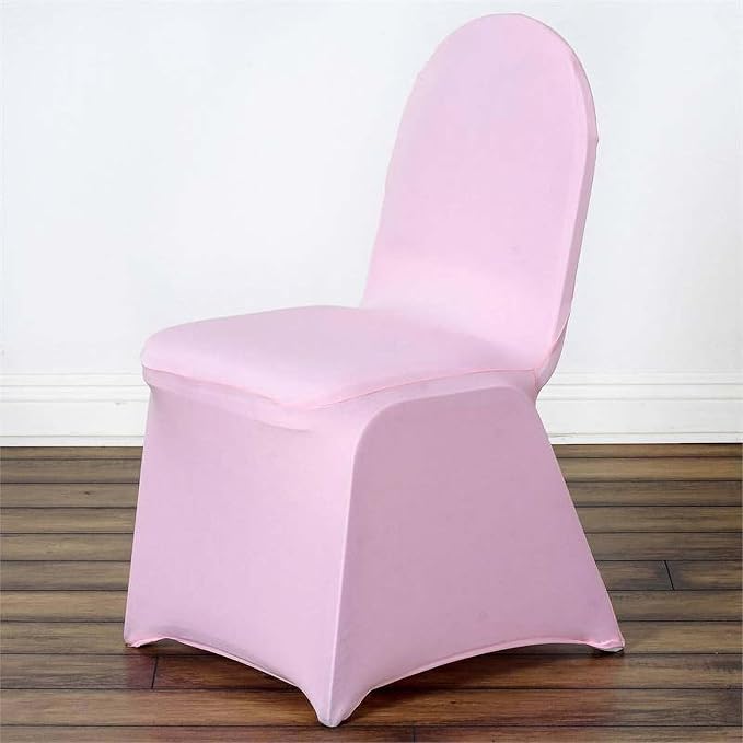 Efavormart 50 PCS Pink Stretchy Spandex Fitted Banquet Chair Covers for Party Dining Chairs Wedding Banquet Outdoor Event Catering Slip Covers - Image 2