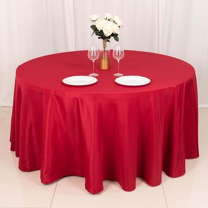 Tableclothsfactory 5PCS | 120" Wholesale Round Tablecloth Polyester Round Table Linens for Wedding Party Banquet Restaurant - Wine for Party & Decorations - Image 7