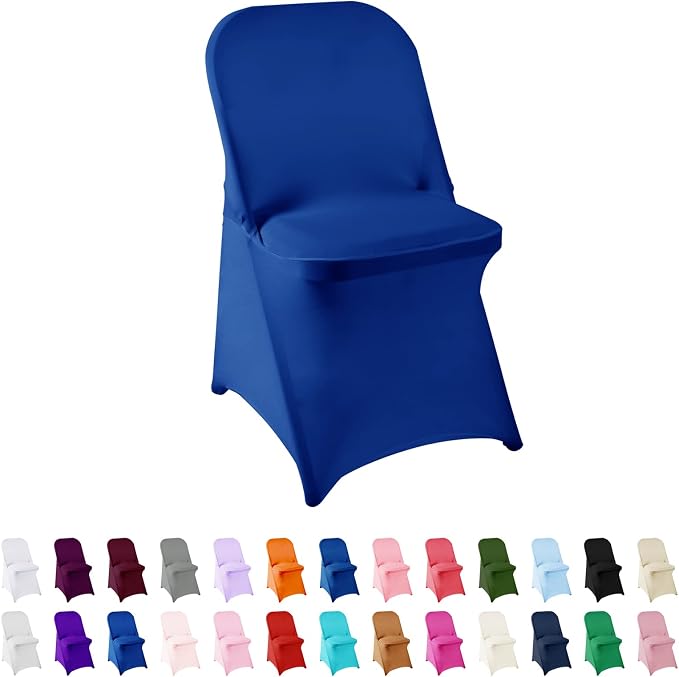 Spandex Chair Cover,12PCS,Living Room Folding Chair Covers,Removable Chair Covers Washable Protector Stretch Chair Cover for Party, Banquet,Wedding Event,Hotel(Royal Blue) by AlGaiety