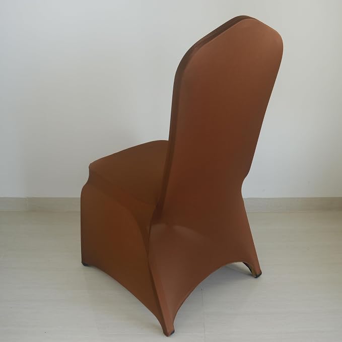 30 80 100Pieces White Wedding Chair Covers Stretch Polyester Spandex for Wedding Party Banquet Seat Covers (Brown, 20PCS) - Image 3