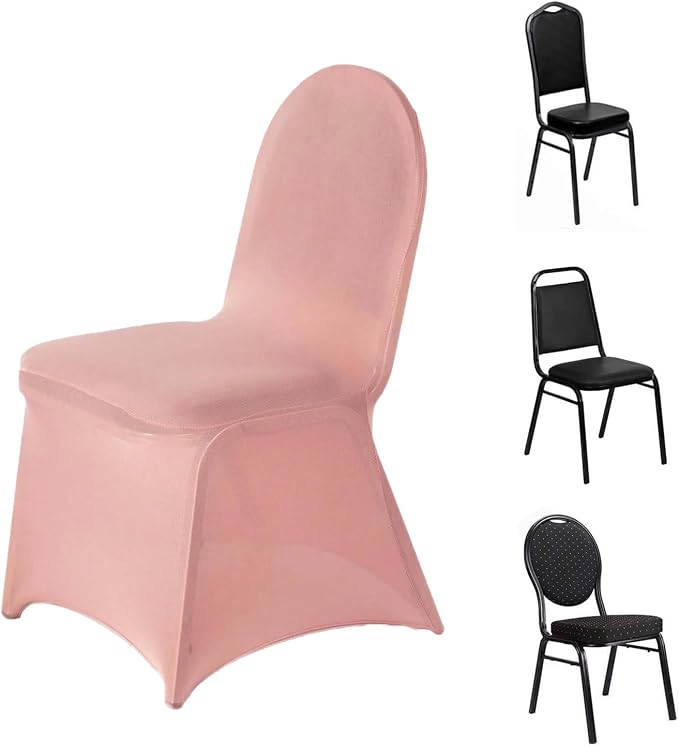 Efavormart 1 Set Dusty Rose Stretchy Spandex Fitted Banquet Chair Covers for Party Dining Chairs Wedding Banquet Outdoor Event Catering Slip Covers by efavormart