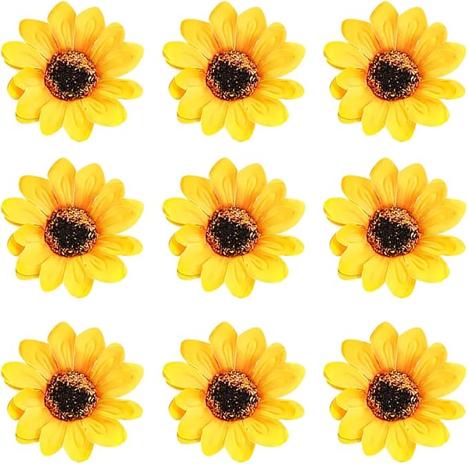30 Pcs 7cm Artificial Sunflower Heads Fake Flower Heads Realistic Fabric Sunflowers Faux Floral Heads Craft Sun Flowers Cloth Flower Decorations for Wedding Party by Unknown