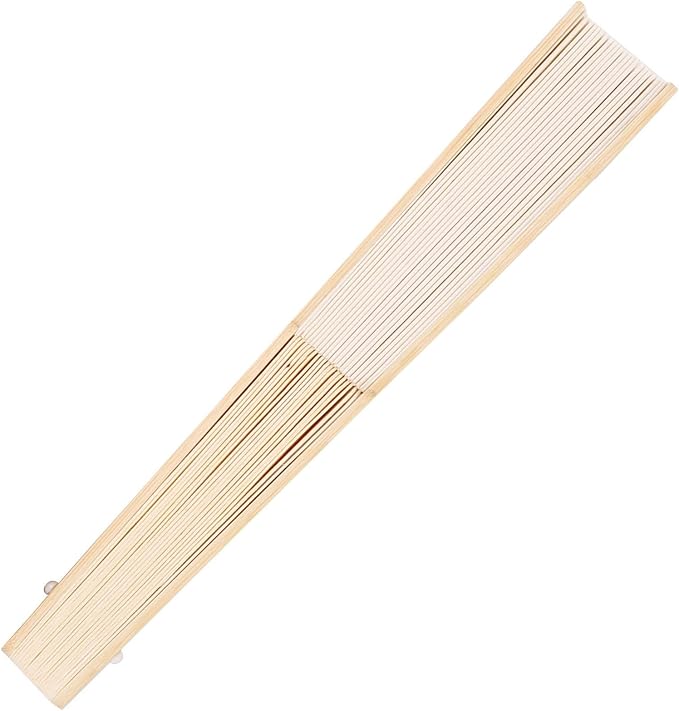 50pcs Paper Hand Fan with Organza Bags Bamboo Handheld Folding Fans DIY Decorative Wedding Party Favors (Cream) - Image 6