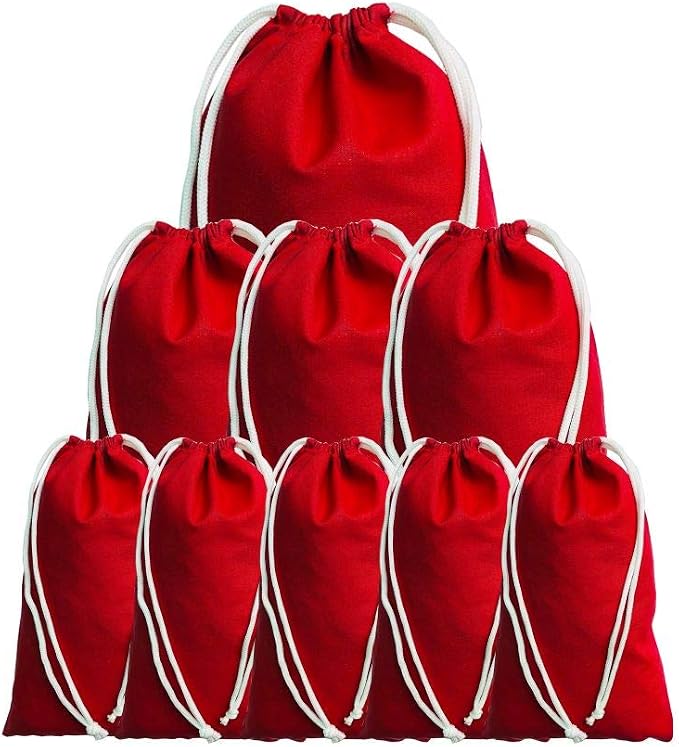 4x6 inches Color Full Cotton Bags, Reusable And Biodegradable Produce Muslin Drawstring Bags Available in Different Sizes (Red) - Image 3