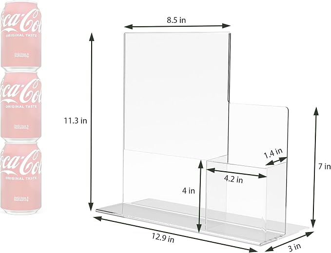 20 Pieces 8.5X11" Letter Size Promotional Sign Holder 4" Tri-fold Flyer Brochure Combo Counter Top Display Clear Acrylic Picture Frame Marketing Promotional Station 15884-NPF - Image 5