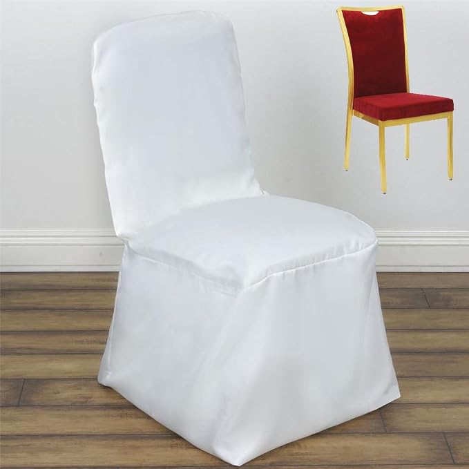 Tableclothsfactory 40 PCS Ivory Square Top Polyester Banquet Chair Cover Dinning Event Slipcover for Wedding Party Banquet Catering - Image 3